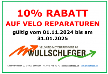 Velo Reparaturen 10% Rabatt